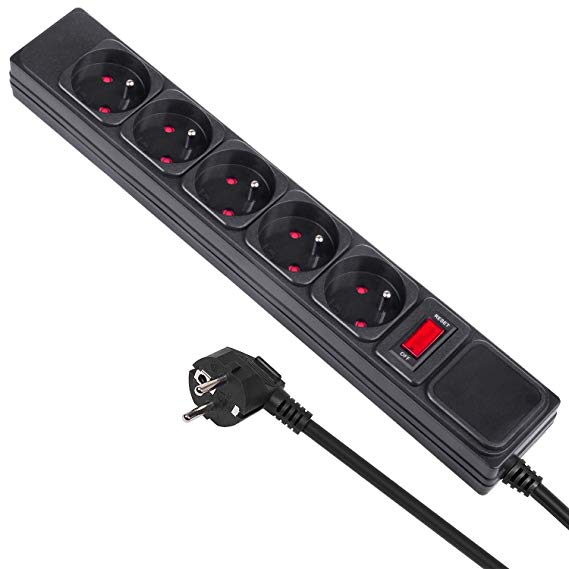 Prelungitor electric , Maclean , MCE219 5 prize 250VAC / 10A 1.5m , negru